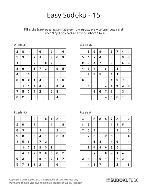 9x9 Sudoku - Easy - 15