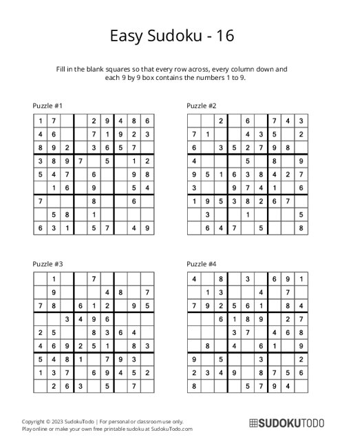 9x9 Sudoku - Easy - 16