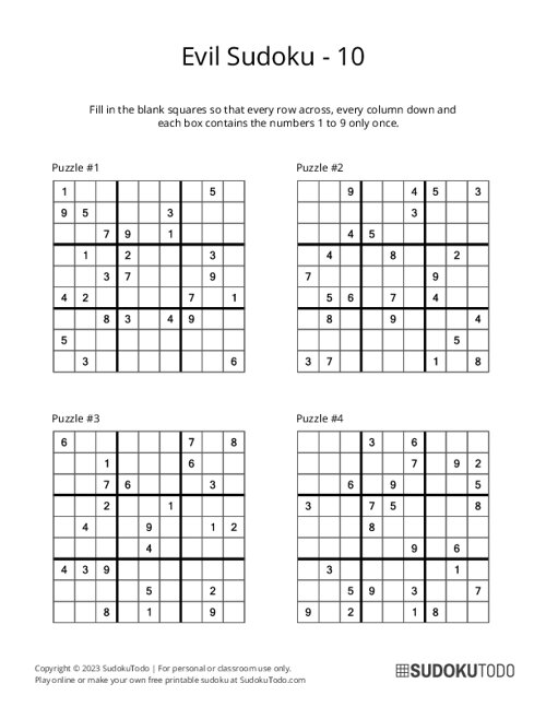 9x9 Sudoku - Evil - 10