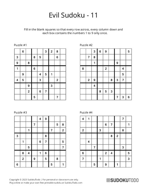 9x9 Sudoku - Evil - 11