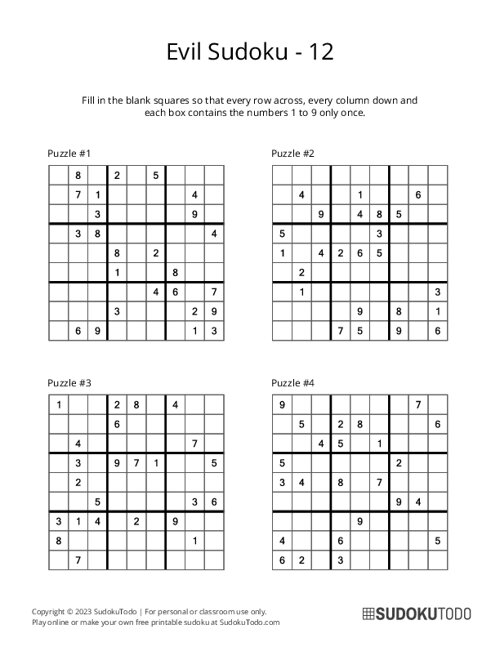 9x9 Sudoku - Evil - 12
