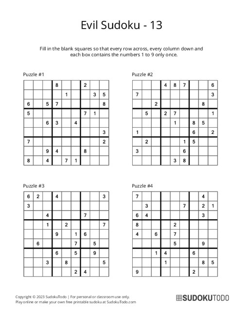 9x9 Sudoku - Evil - 13