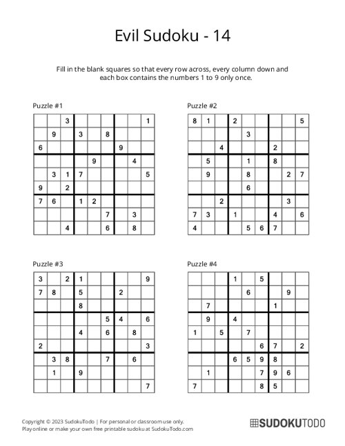 9x9 Sudoku - Evil - 14