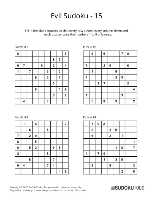 9x9 Sudoku - Evil - 15