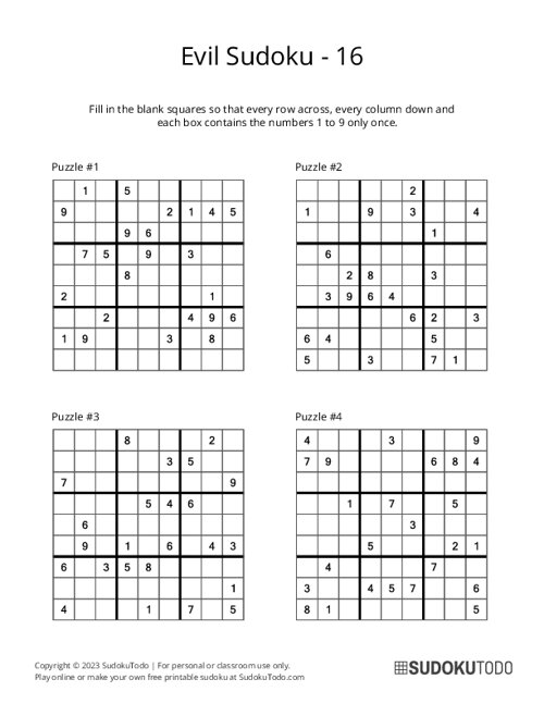 9x9 Sudoku - Evil - 16