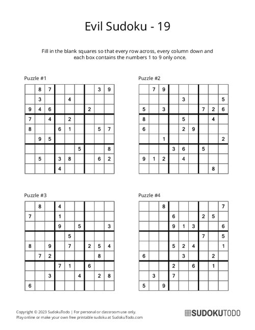 9x9 Sudoku - Evil - 19
