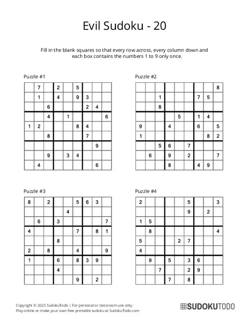 9x9 Sudoku - Evil - 20