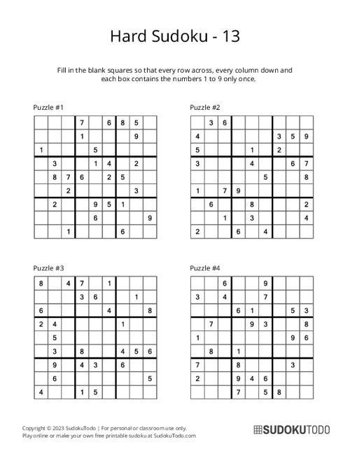 9x9 Sudoku - Hard - 13