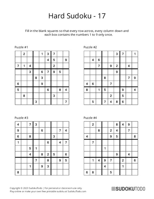 9x9 Sudoku - Hard - 17
