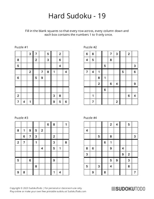 9x9 Sudoku - Hard - 19