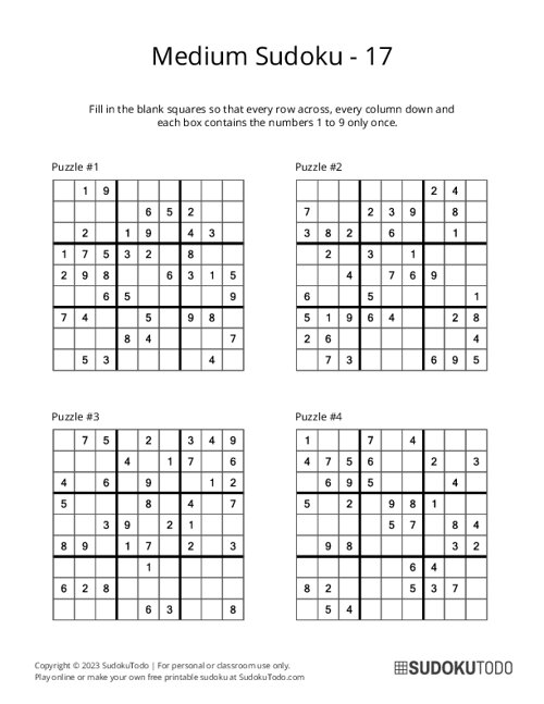 9x9 Sudoku - Medium - 17