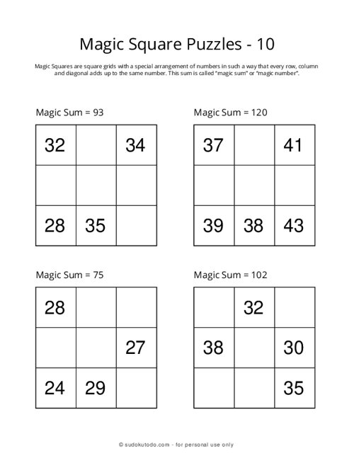 3x3 Magic Squares - 10
