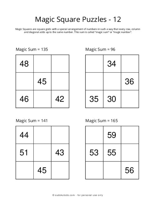 3x3 Magic Squares - 12