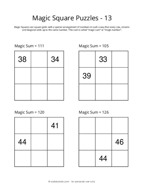 3x3 Magic Squares - 13