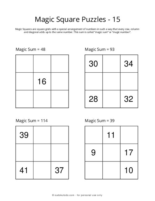 3x3 Magic Squares - 15