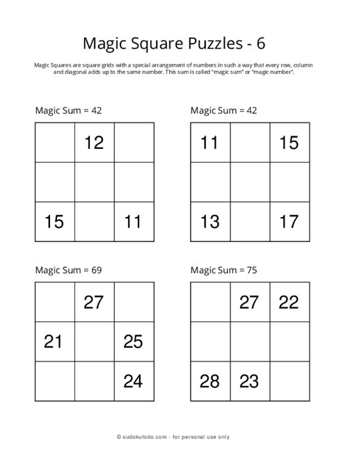3x3 Magic Squares - 6