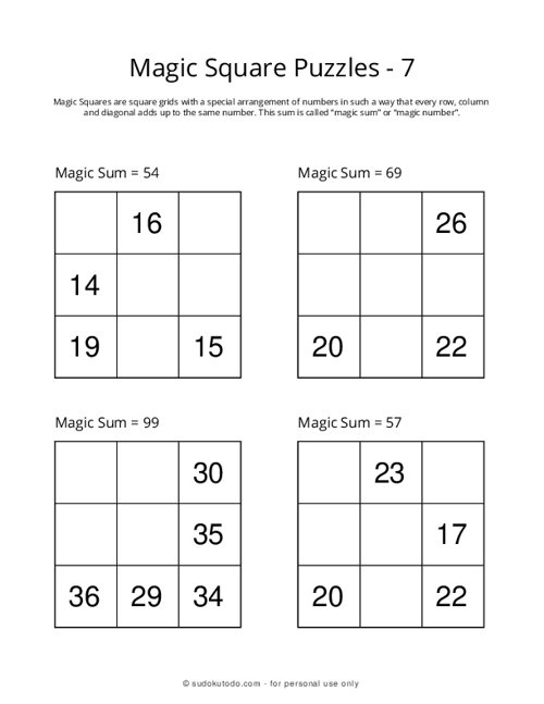 3x3 Magic Squares - 7
