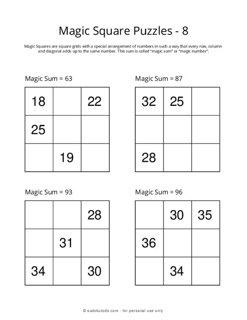 3x3 Magic Squares - 8