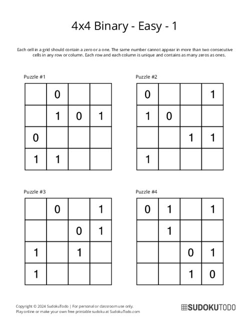 4x4 Binary - Easy - 1