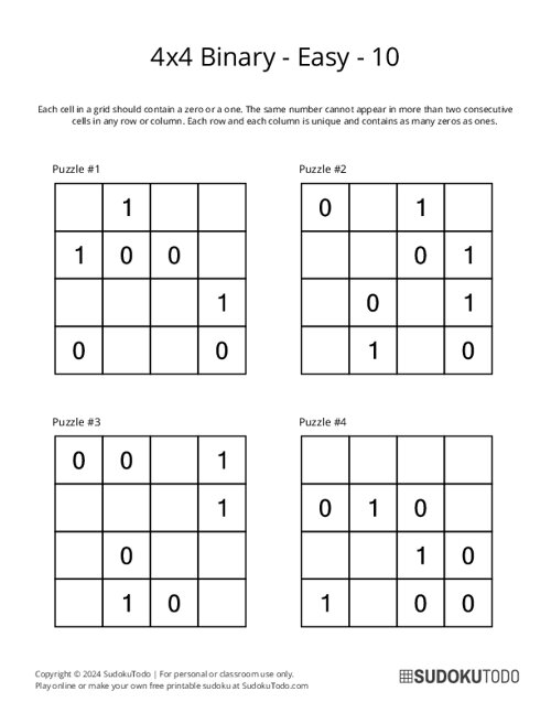 4x4 Binary - Easy - 10