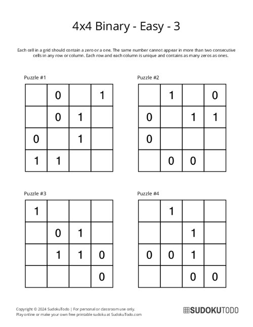 4x4 Binary - Easy - 3