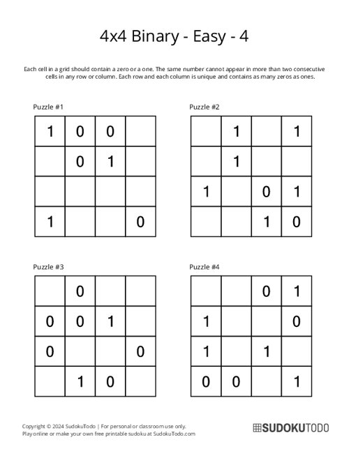 4x4 Binary - Easy - 4