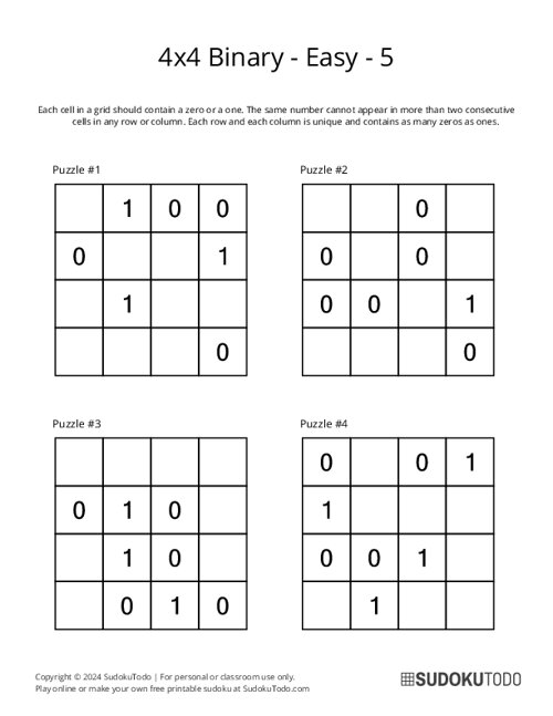 4x4 Binary - Easy - 5