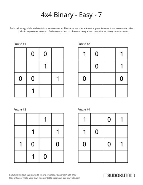 4x4 Binary - Easy - 7