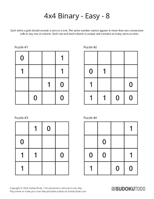4x4 Binary - Easy - 8