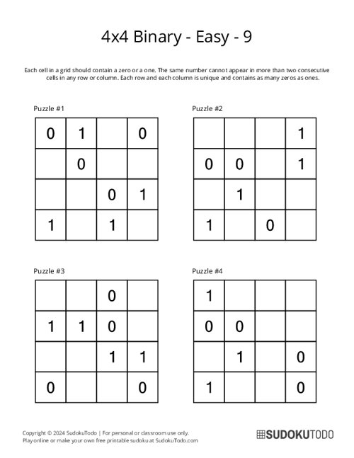 4x4 Binary - Easy - 9