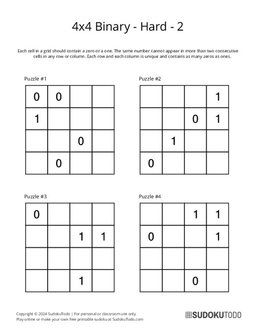 4x4 Binary - Hard - 2