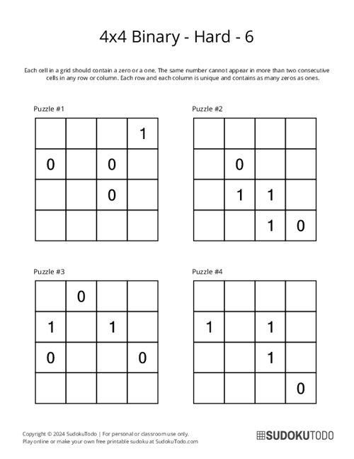 4x4 Binary - Hard - 6