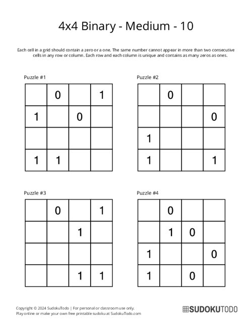 4x4 Binary - Medium - 10