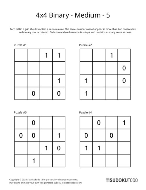 4x4 Binary - Medium - 5