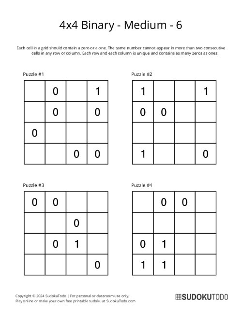 4x4 Binary - Medium - 6