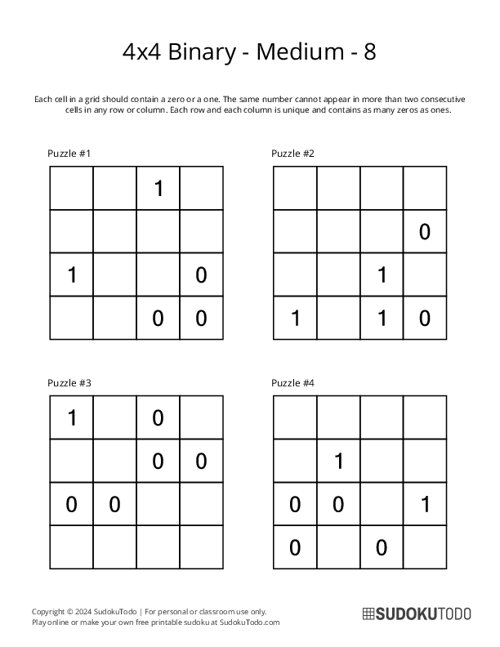 4x4 Binary - Medium - 8
