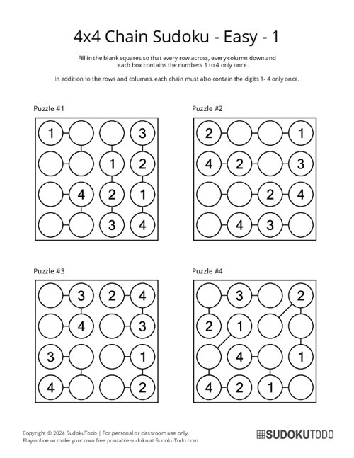 4x4 Chain Sudoku - Easy - 1