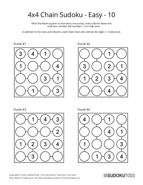 4x4 Chain Sudoku - Easy - 10