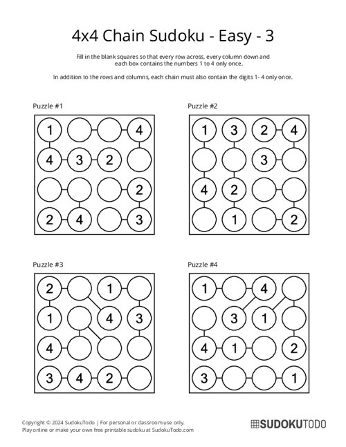 4x4 Chain Sudoku - Easy - 3