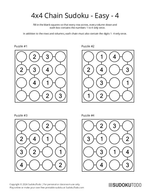 4x4 Chain Sudoku - Easy - 4