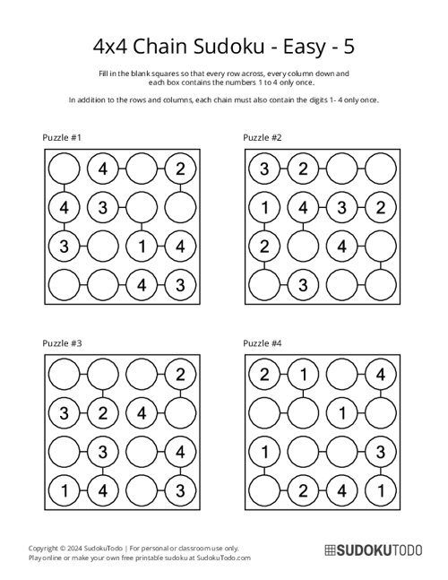 4x4 Chain Sudoku - Easy - 5