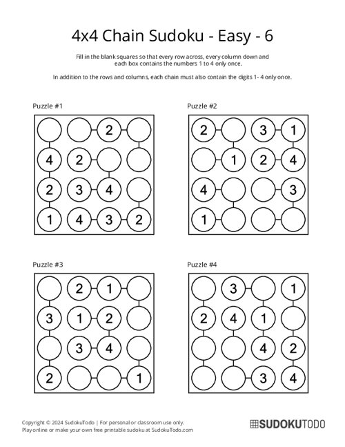 4x4 Chain Sudoku - Easy - 6