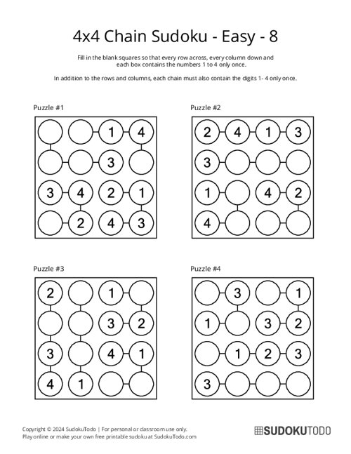 4x4 Chain Sudoku - Easy - 8