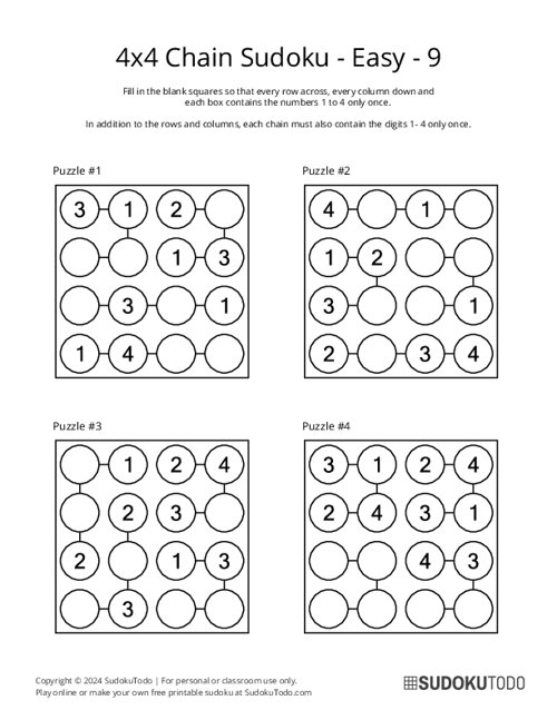 4x4 Chain Sudoku - Easy - 9