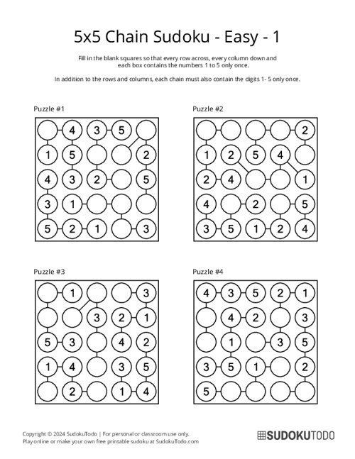 5x5 Chain Sudoku - Easy - 1