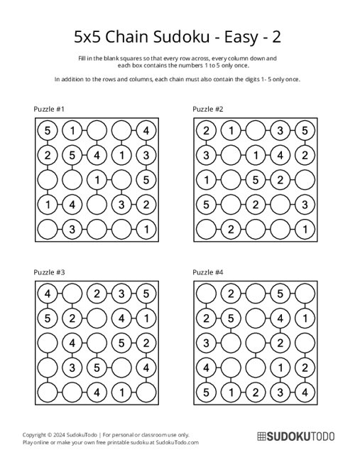 5x5 Chain Sudoku - Easy - 2