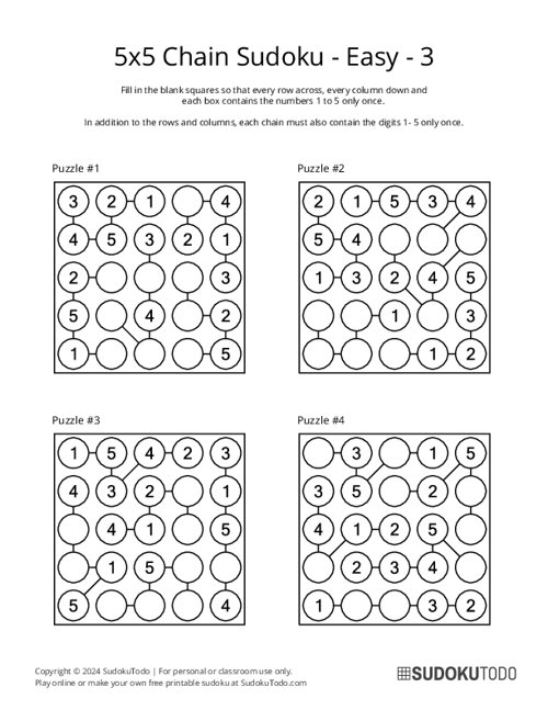 5x5 Chain Sudoku - Easy - 3