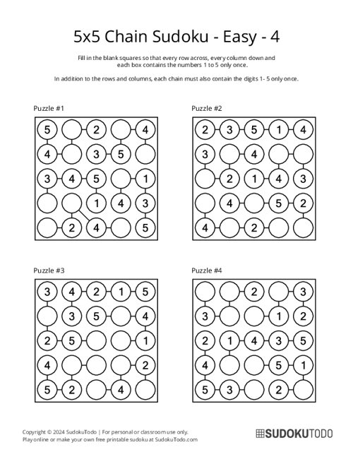 5x5 Chain Sudoku - Easy - 4
