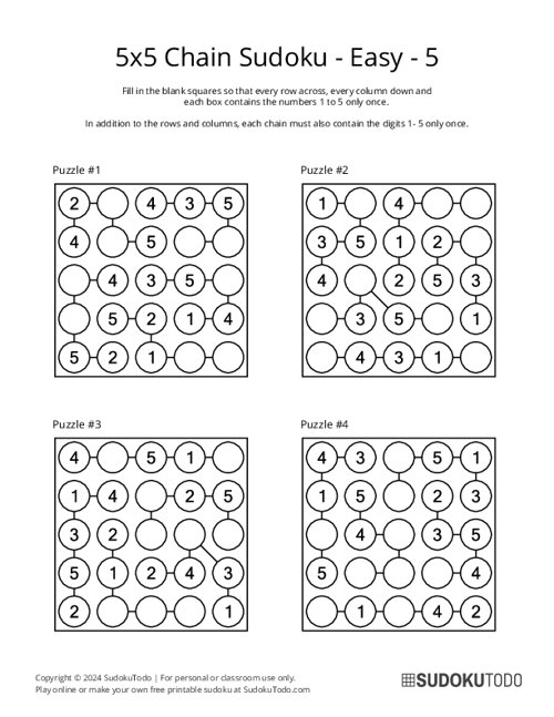 5x5 Chain Sudoku - Easy - 5