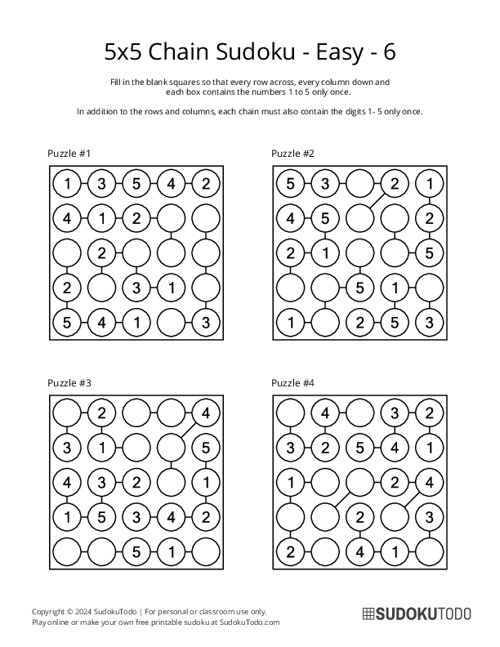 5x5 Chain Sudoku - Easy - 6